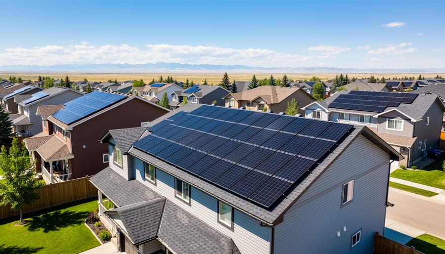 Rooftop solar panels installed on a residential home under cloudy daylight